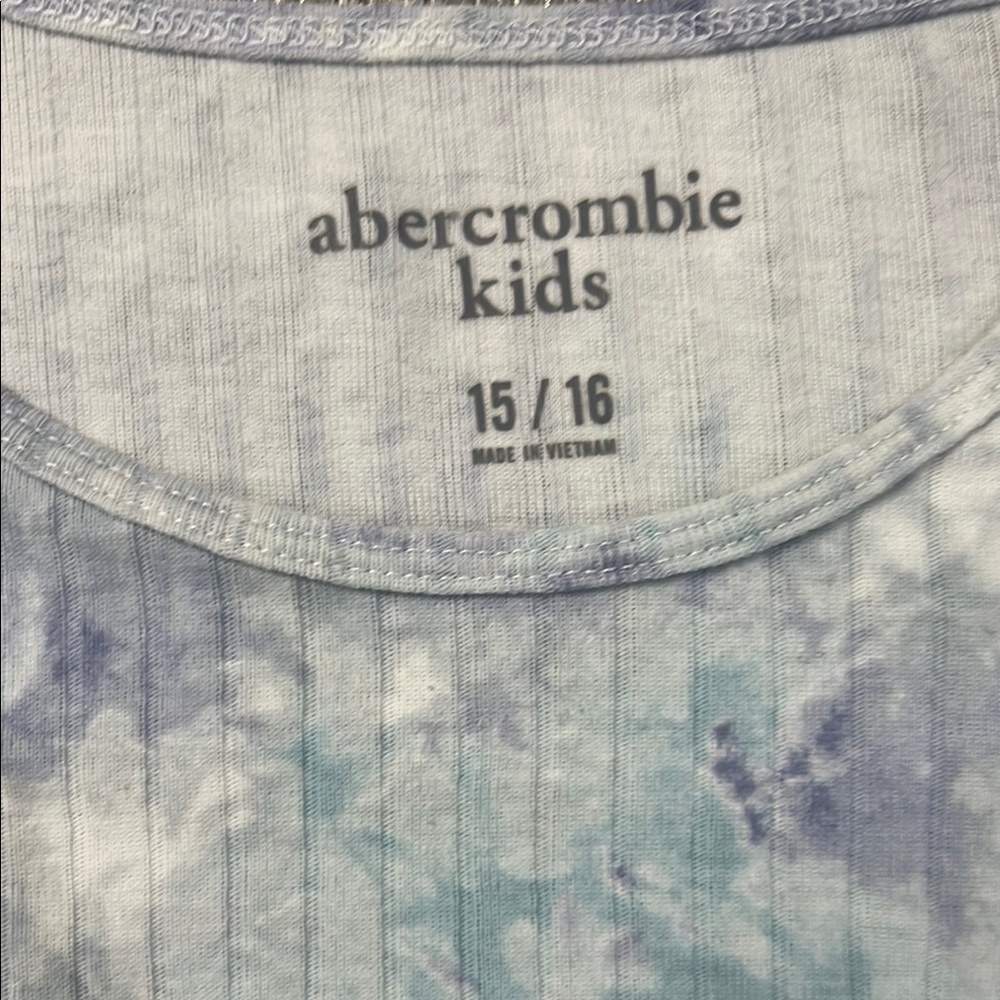 Abercrombie Kids Blue and White Ribbed Cap Sleeve T-Shirt - Picture 4 of 7